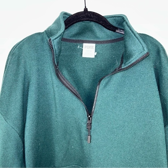 Victoria’s Secret Pink Jacket 1/2 Zip Long Sleeve Fleece Lined Oversize Pullover - Picture 3 of 13